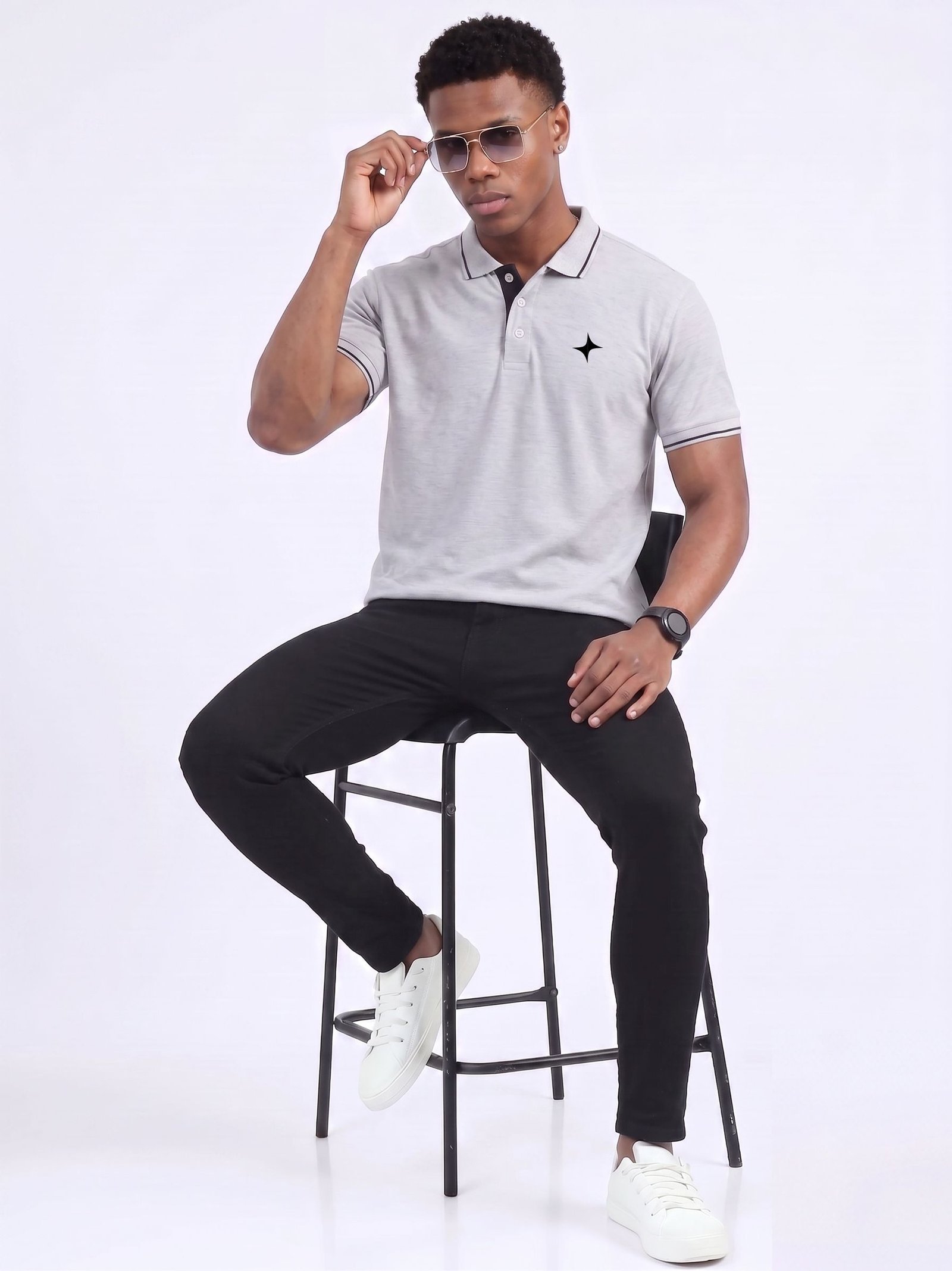 CREATOR Edition | Premium Grey Polo T-Shirt with Black Tipping - Image 5