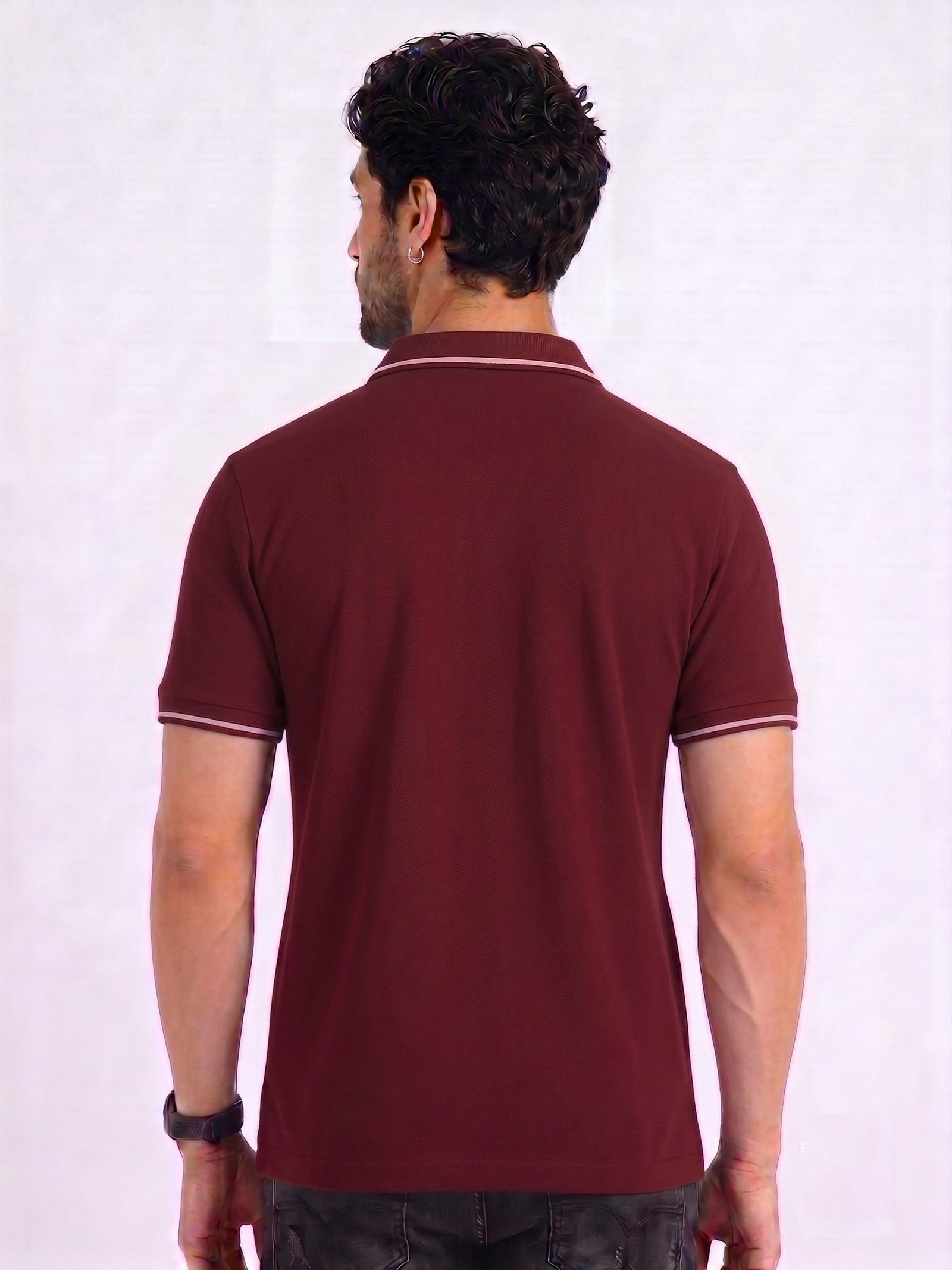 CREATOR Edition | Premium Maroon Polo T-Shirt with White Tipping - Image 4
