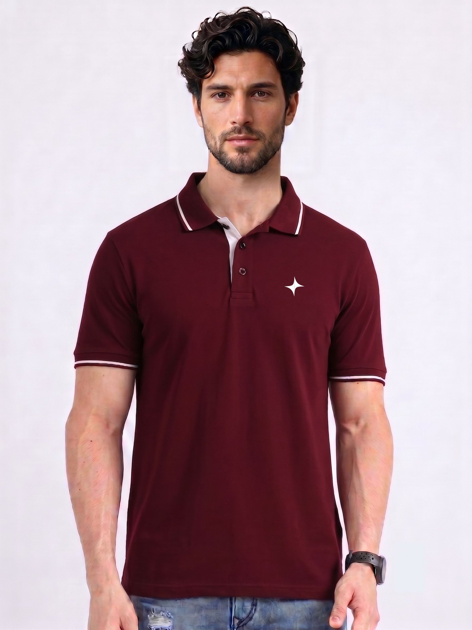 CREATOR Edition | Premium Maroon Polo T-Shirt with White Tipping
