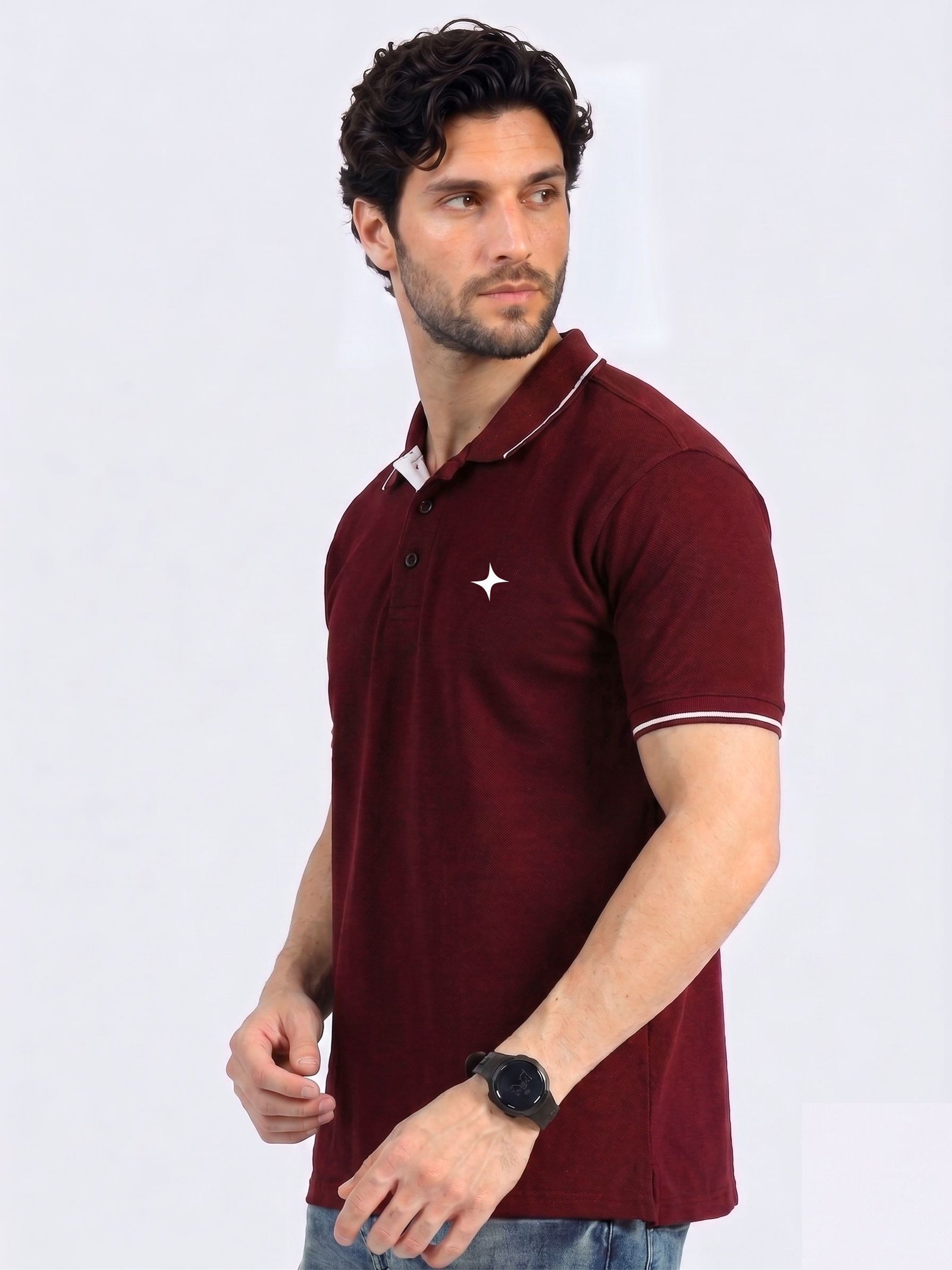 CREATOR Edition | Premium Maroon Polo T-Shirt with White Tipping - Image 3