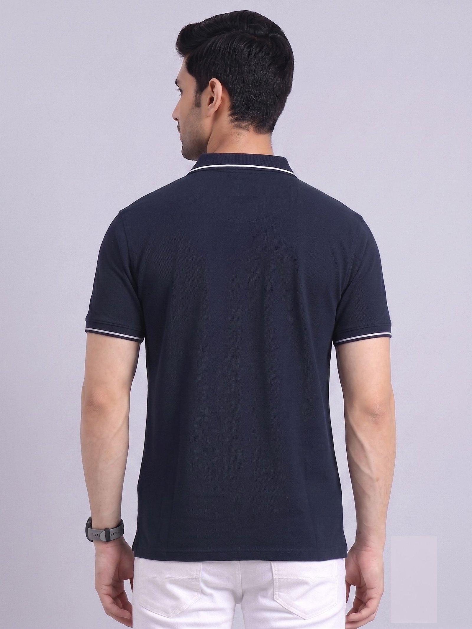 CREATOR Edition | Premium Navy Blue Polo T-Shirt with White Tipping - Image 4