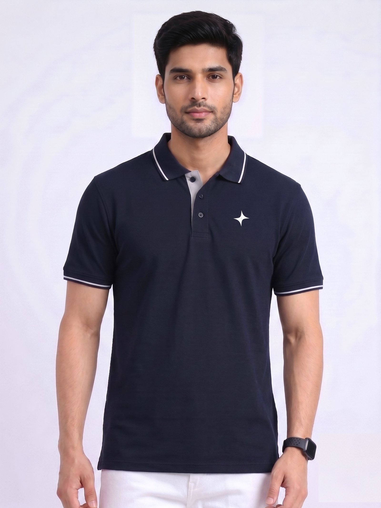 CREATOR Edition | Premium Navy Blue Polo T-Shirt with White Tipping