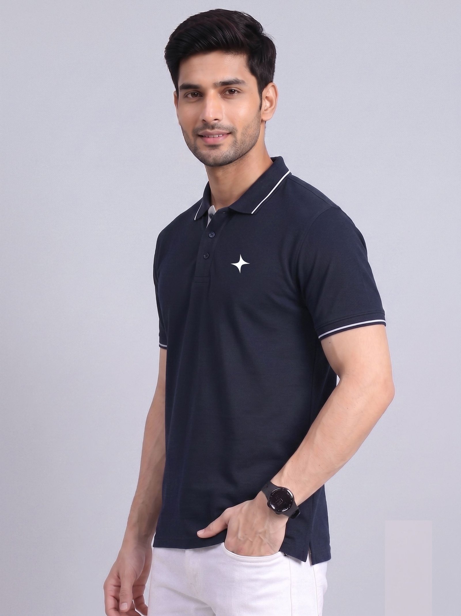 CREATOR Edition | Premium Navy Blue Polo T-Shirt with White Tipping