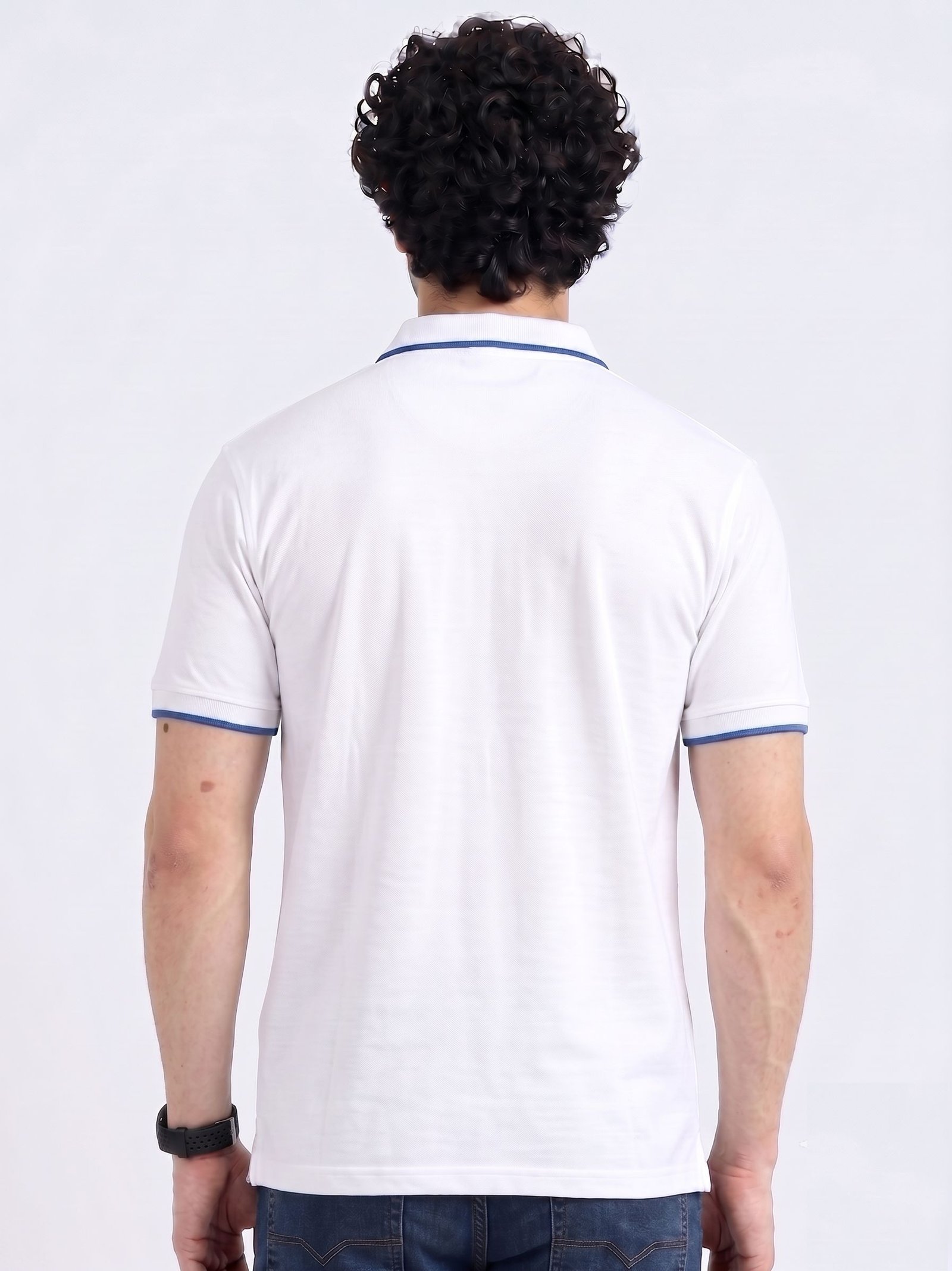 CREATOR Edition | Premium White Polo T-Shirt with Blue Tipping - Image 4