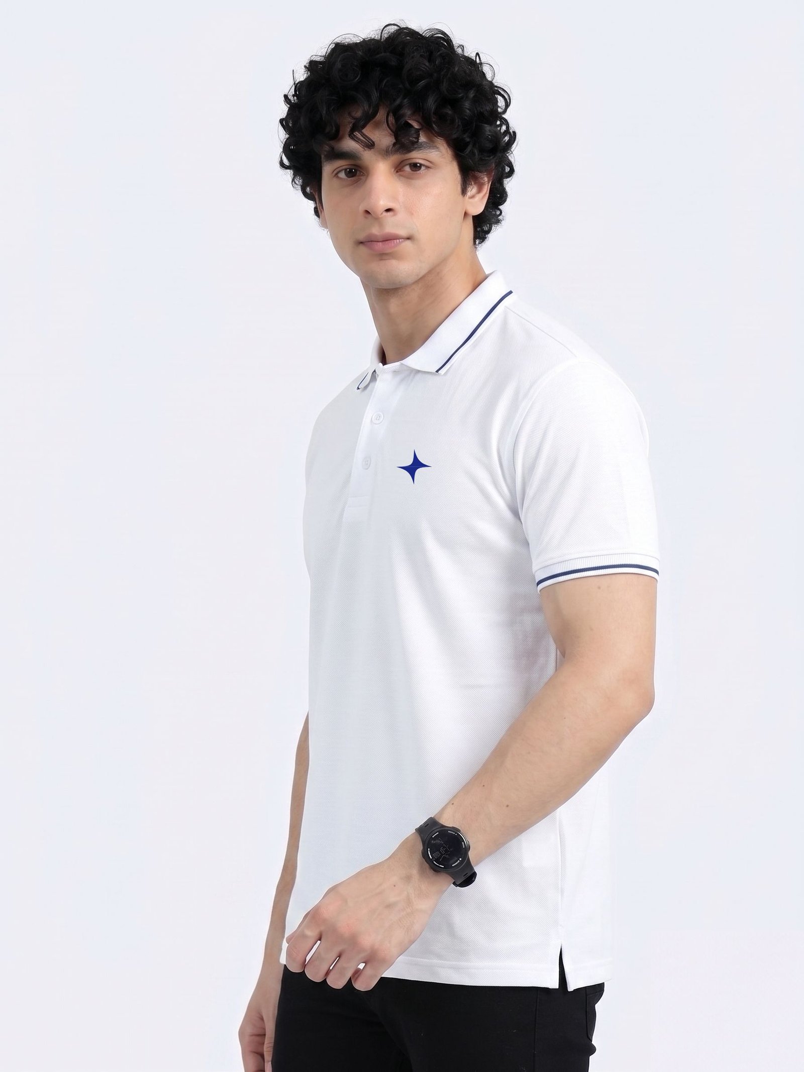 CREATOR Edition | Premium White Polo T-Shirt with Blue Tipping - Image 3