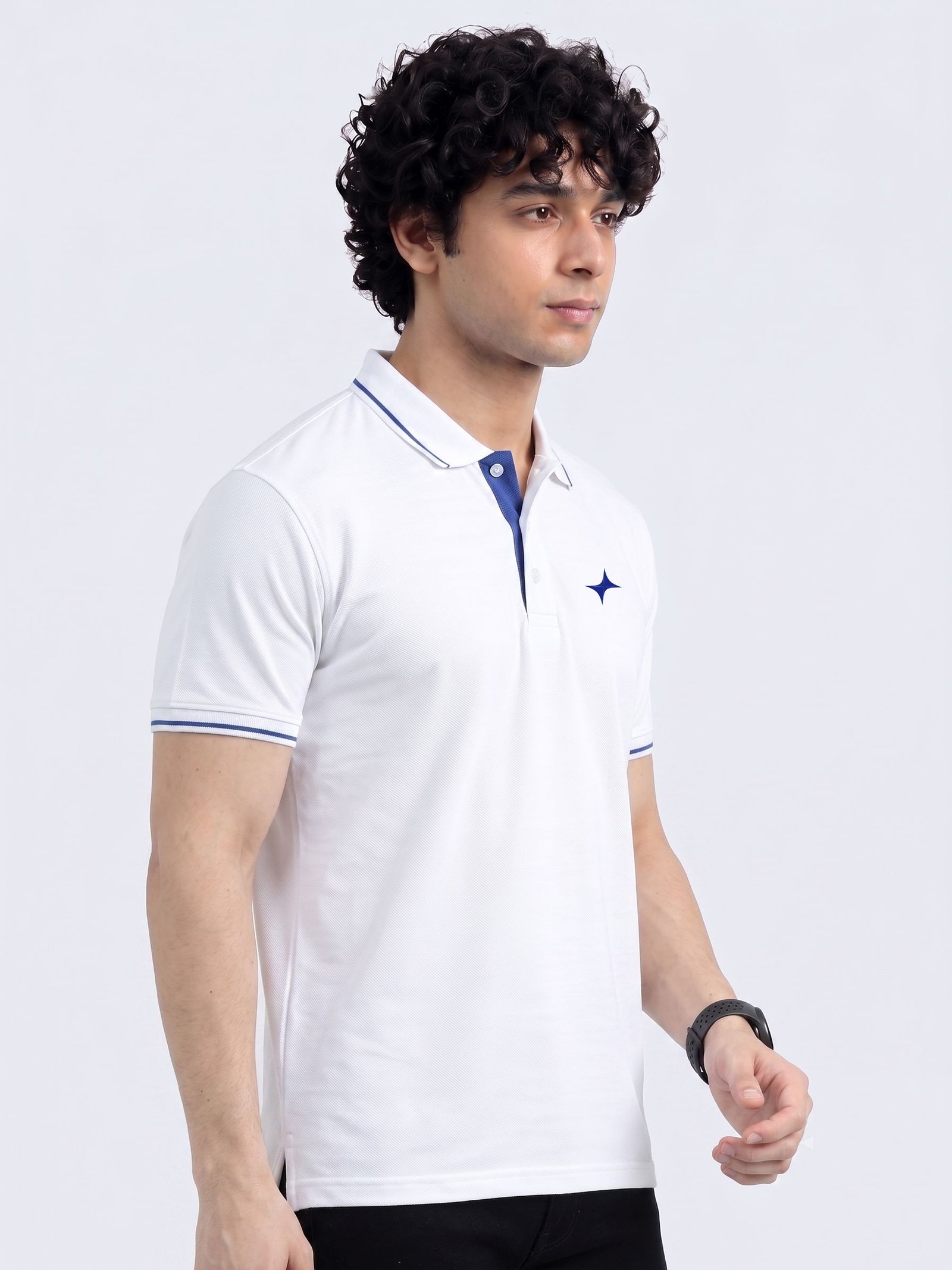 CREATOR Edition | Premium White Polo T-Shirt with Blue Tipping