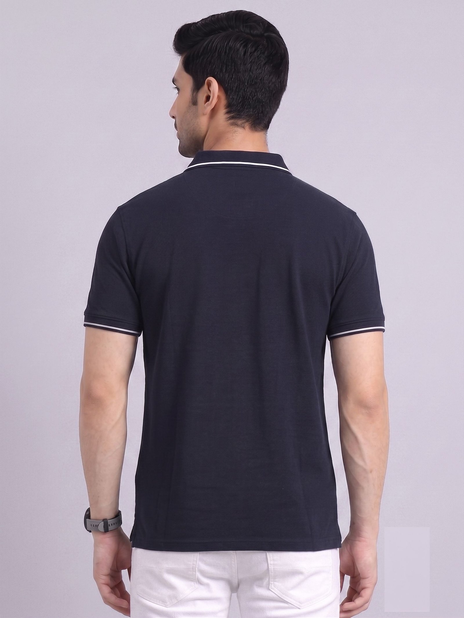 GOAT Edition | Premium Navy Blue Polo T-Shirt with White Tipping - Image 4