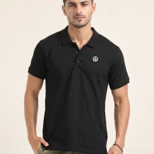 MONK Edition | Premium Plain Black Polo T-Shirt by Lumentee