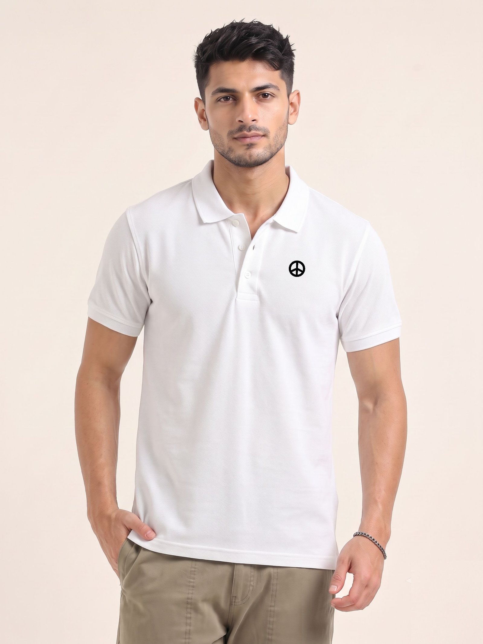 MONK Edition | Premium Plain White Polo T-Shirt