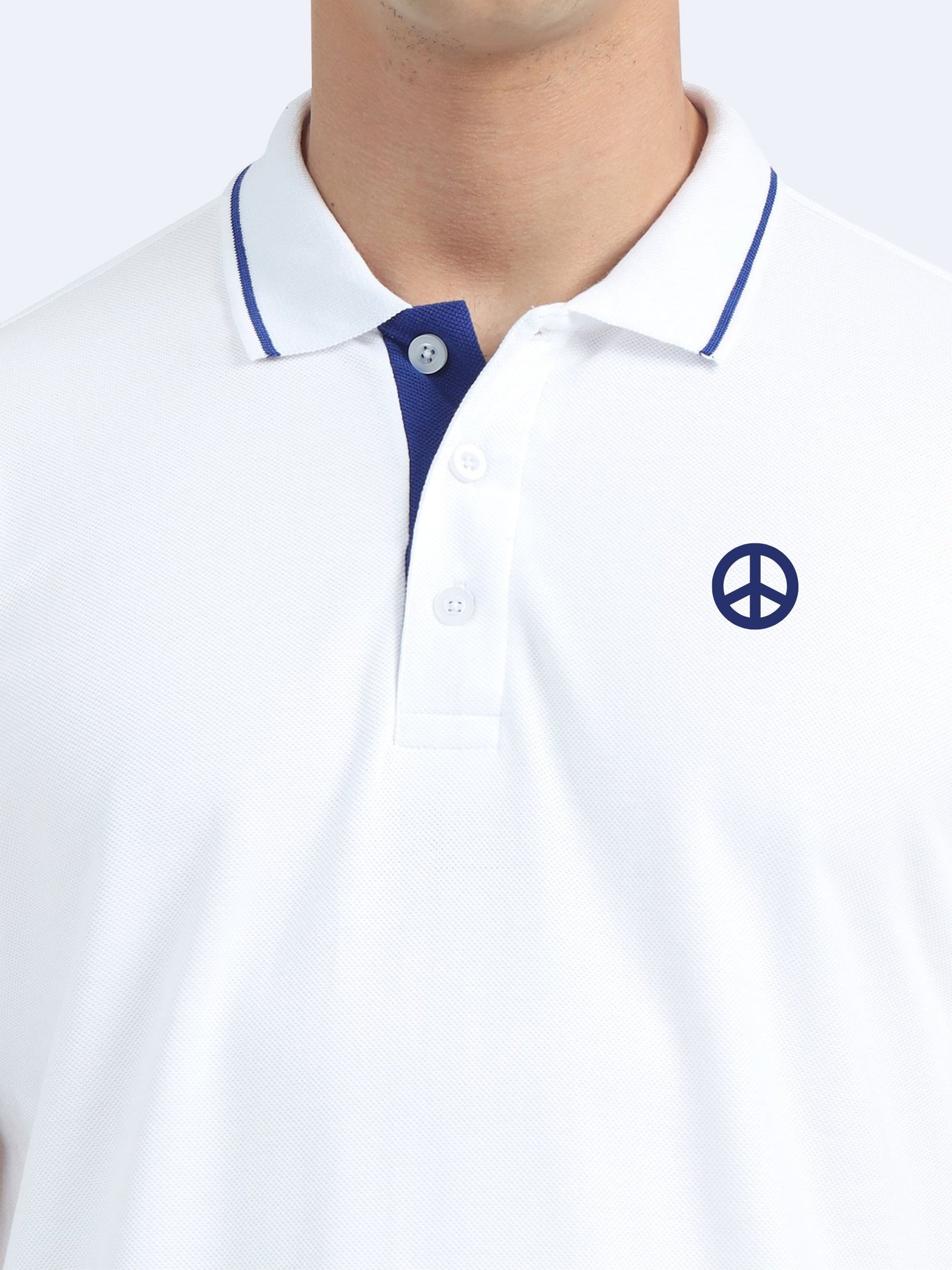 MONK Edition | Premium White Polo T-Shirt with Blue Tipping - Image 6
